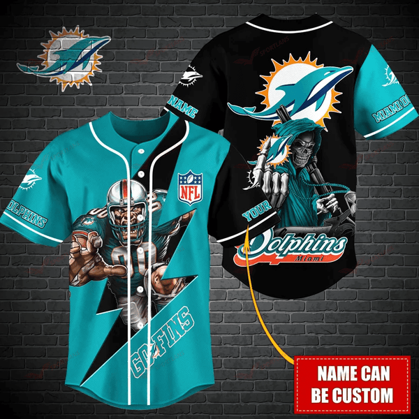 Miami Dolphins Personalized Baseball Jersey 027