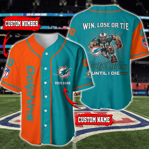 Miami Dolphins Personalized Baseball Jersey 031