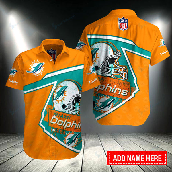 Miami Dolphins 2 (54) Personalized Hawaiian Button down shirt