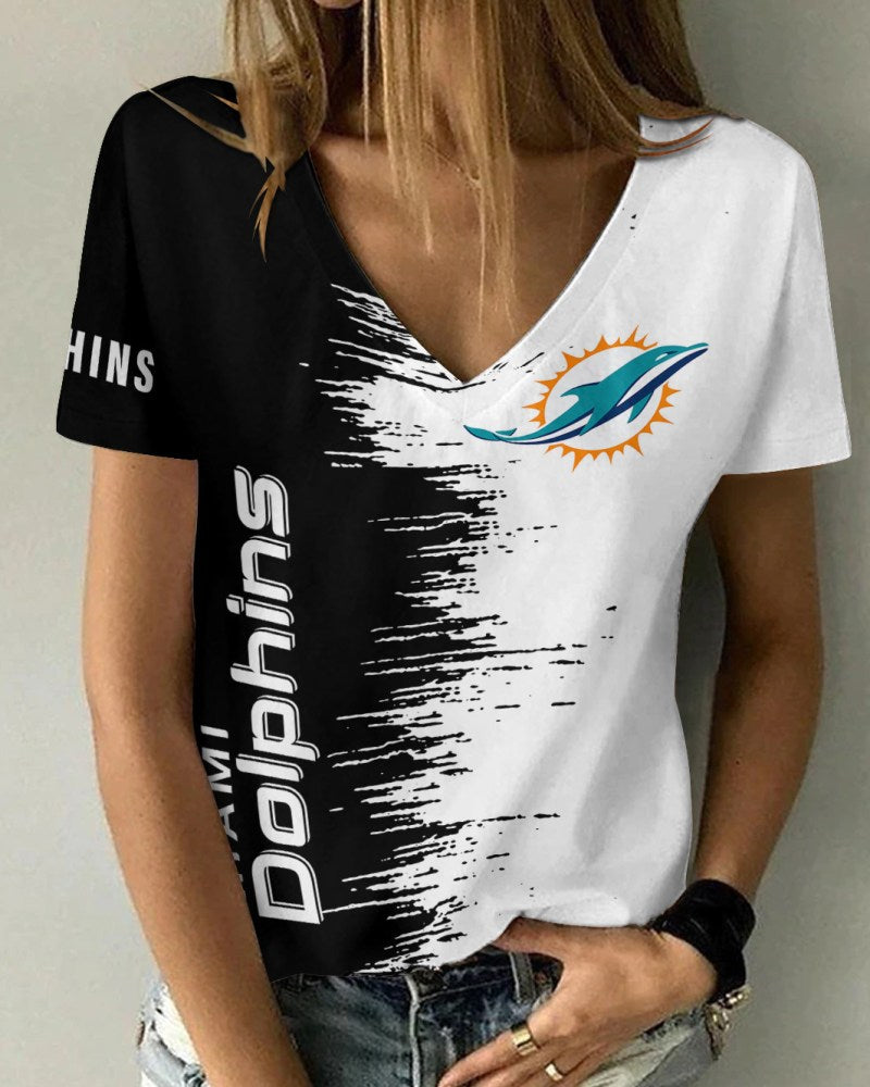 Miami Dolphins 1 (39) Personalized V-neck Women T-shirt