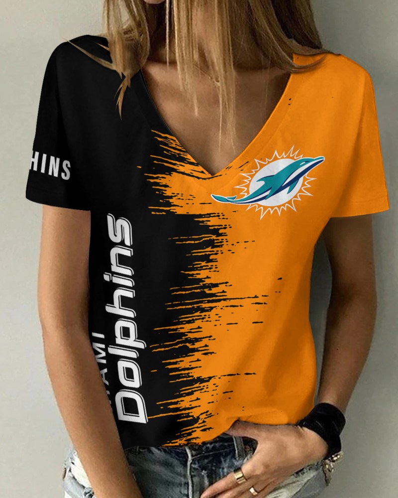 Miami Dolphins 1 (39) Personalized V-neck Women T-shirt