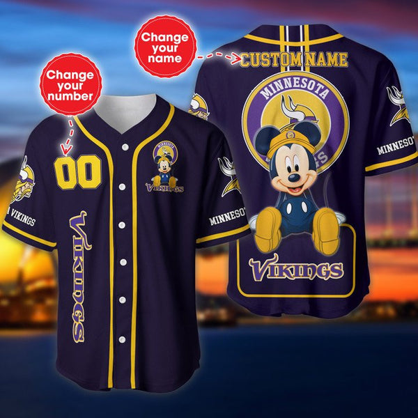 Minnesota Vikings Personalized Baseball Jersey 003