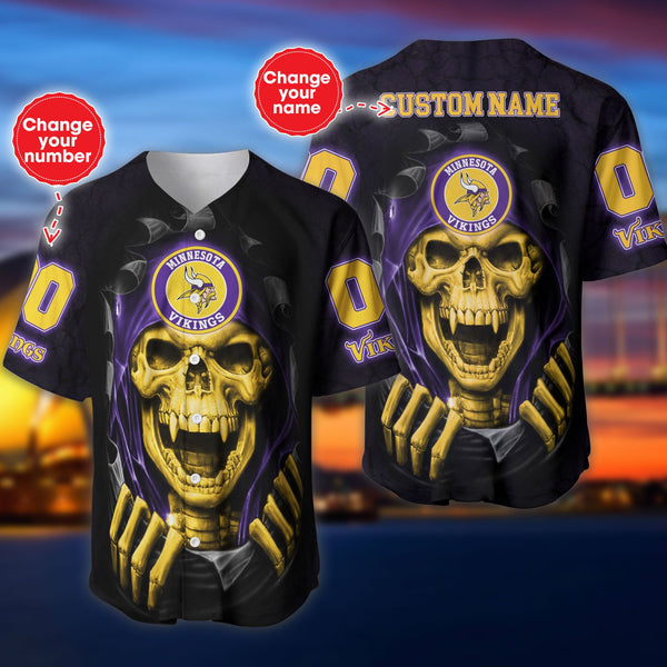 Minnesota Vikings Personalized Baseball Jersey 030