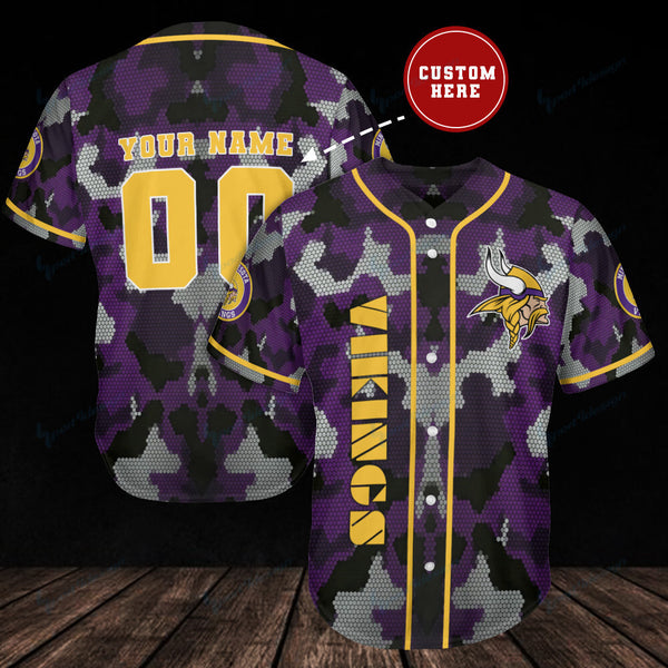 Minnesota Vikings Personalized Baseball Jersey 015