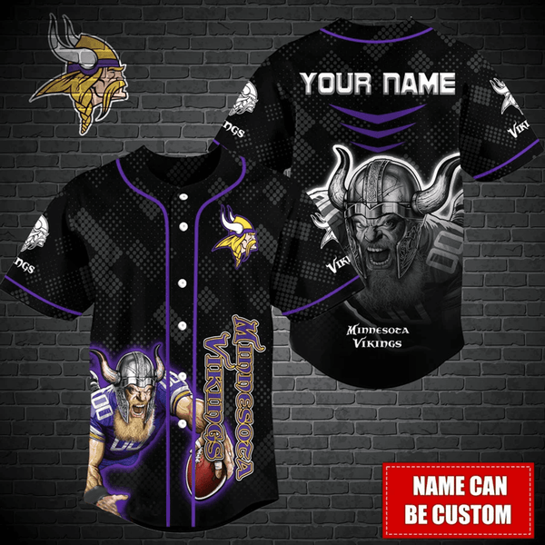 Minnesota Vikings Personalized Baseball Jersey 028