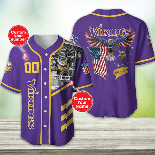 Minnesota Vikings Personalized Baseball Jersey 024