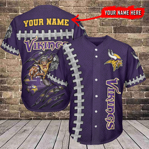 Minnesota Vikings Personalized Baseball Jersey 020