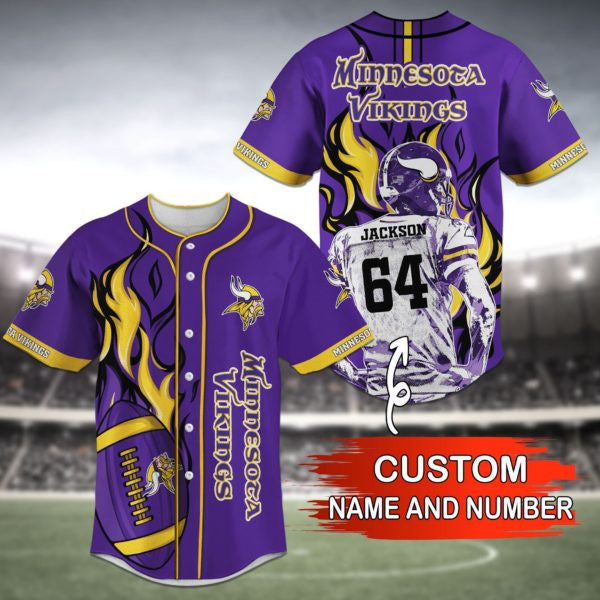 Minnesota Vikings Personalized Baseball Jersey 019