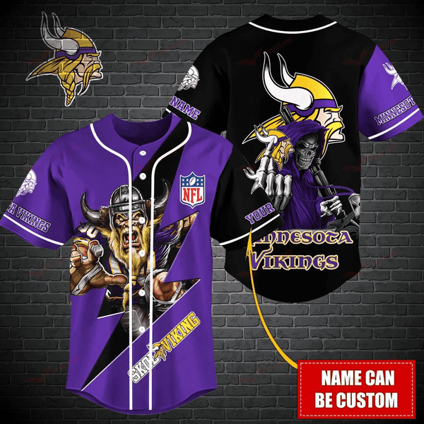 Minnesota Vikings Personalized Baseball Jersey 018