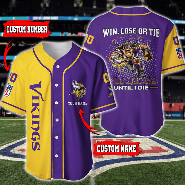 Minnesota Vikings Personalized Baseball Jersey 023