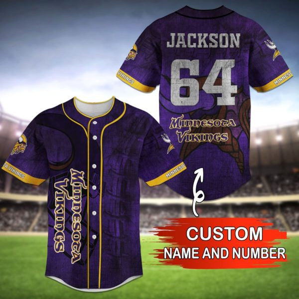 Minnesota Vikings Personalized Baseball Jersey 016