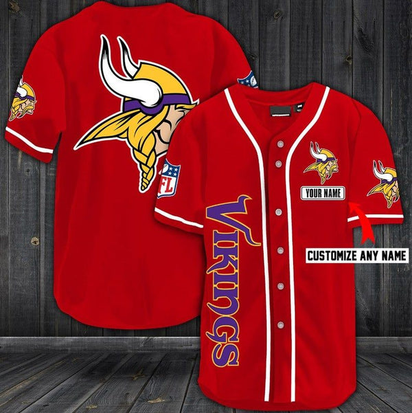 Minnesota Vikings Personalized Baseball Jersey 025
