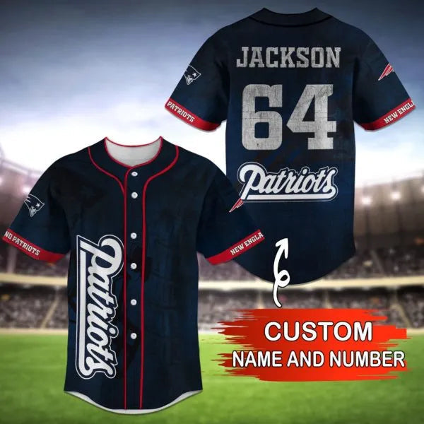 New England Patriots Personalized Baseball Jersey 036