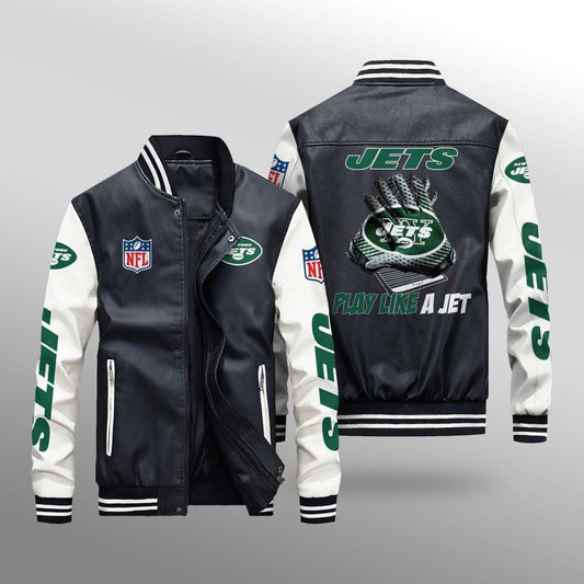 New York Jets Leather Bomber Jacket