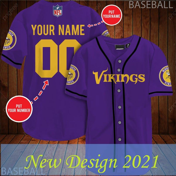 Minnesota Vikings Personalized Baseball Jersey 031
