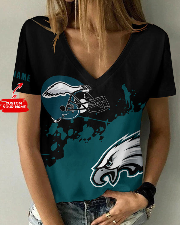Philadelphia Eagles 1 (10) Personalized V-neck Women T-shirt