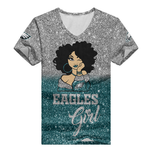 Philadelphia Eagles 1 (9) Personalized V-neck Women T-shirt