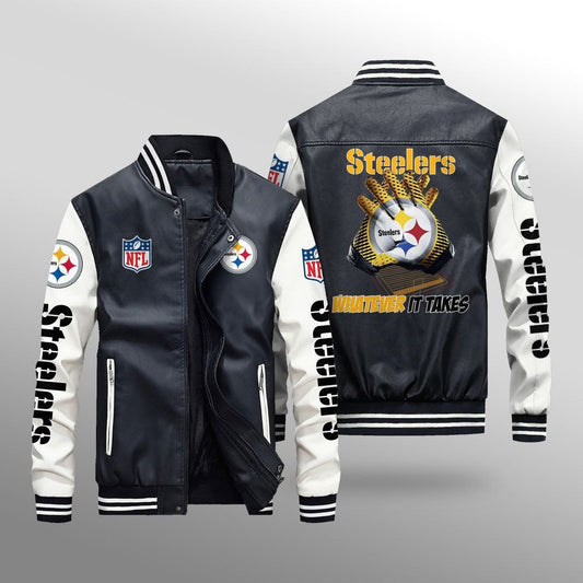 Pittsburgh Steelers Leather Bomber Jacket