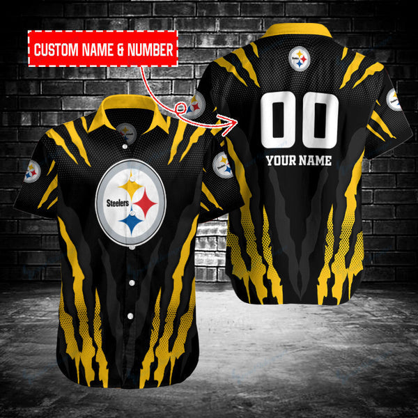 Pittsburgh Steelers 2 (96) Personalized Hawaiian Button down shirt