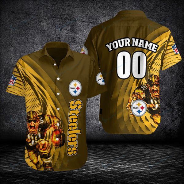 Pittsburgh Steelers 2 (93) Personalized Hawaiian Button down shirt