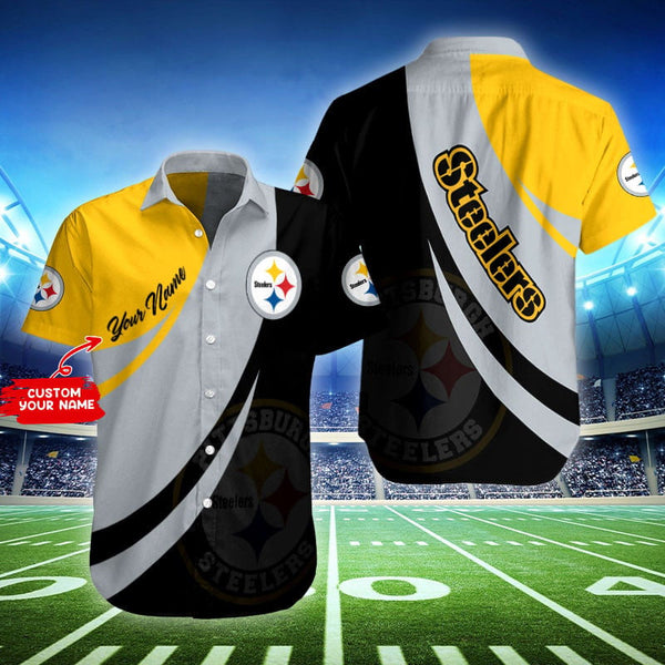 Pittsburgh Steelers 2 (86) Personalized Hawaiian Button down shirt