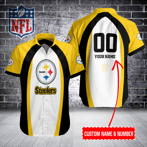Pittsburgh Steelers 2 (87) Personalized Hawaiian Button down shirt
