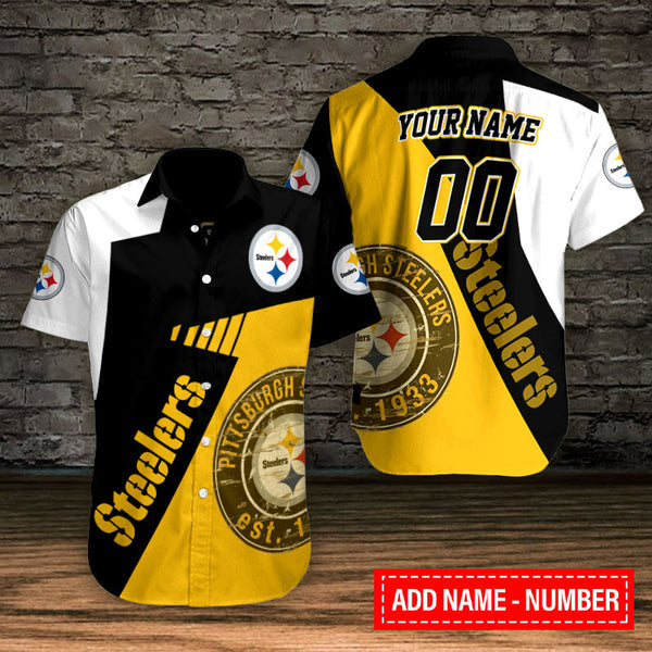 Pittsburgh Steelers 2 (100) Personalized Hawaiian Button down shirt