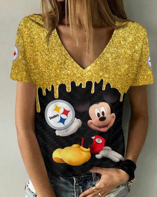 Pittsburgh Steelers 1 (122) Personalized V-neck Women T-shirt