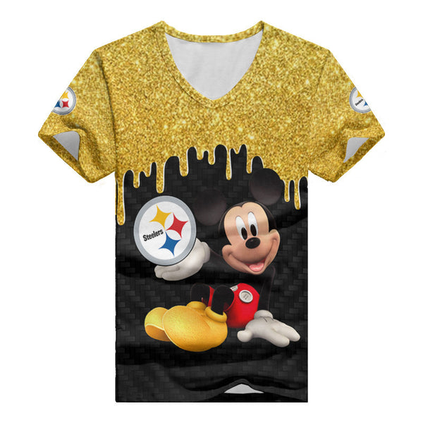 Pittsburgh Steelers 1 (122) Personalized V-neck Women T-shirt