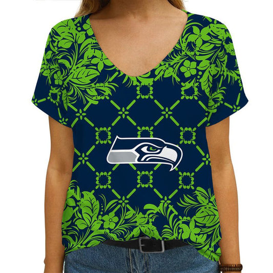 Seattle Seahawks 1 (23) Personalized V-neck Women T-shirt