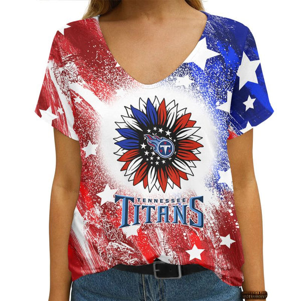 Tennessee Titans 1 (10) Personalized V-neck Women T-shirt