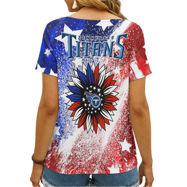 Tennessee Titans 1 (10) Personalized V-neck Women T-shirt