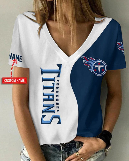 Tennessee Titans 1 (11) Personalized V-neck Women T-shirt