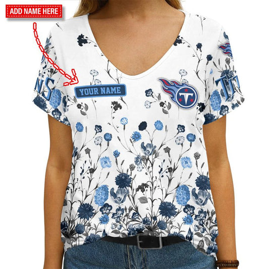 Tennessee Titans 1 (13) Personalized V-neck Women T-shirt
