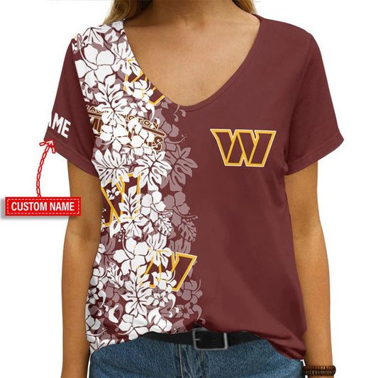 Washington Commanders 1 (17) Personalized V-neck Women T-shirt
