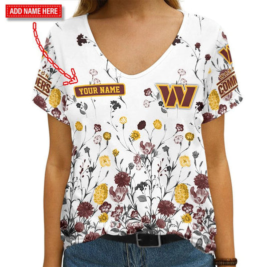 Washington Commanders 1 (19) Personalized V-neck Women T-shirt