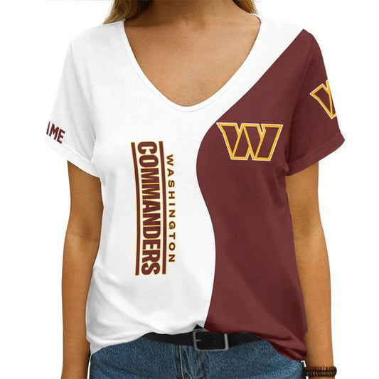 Washington Commanders 1 (18) Personalized V-neck Women T-shirt