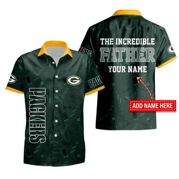 Green Bay Packers 2 (82) Personalized Hawaiian Button down shirt