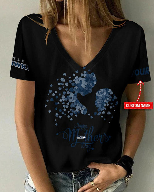 Seattle Seahawks 1 (22) Personalized V-neck Women T-shirt