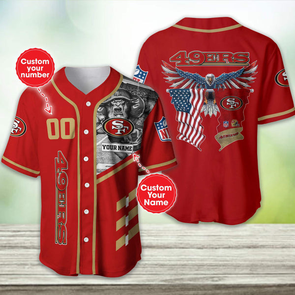 San Francisco 49ers Personalized Baseball Jersey 057