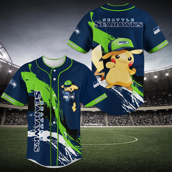 Seattle Seahawks Personalized Baseball Jersey 015