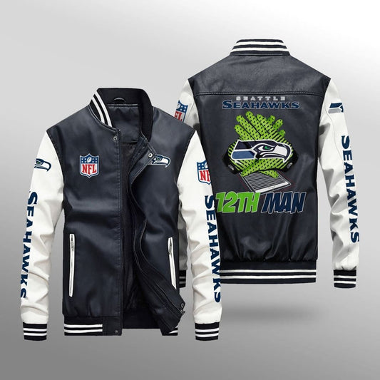 Seattle Seahawks Leather Bomber Jacket