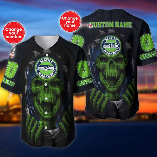 Seattle Seahawks Personalized Baseball Jersey 018