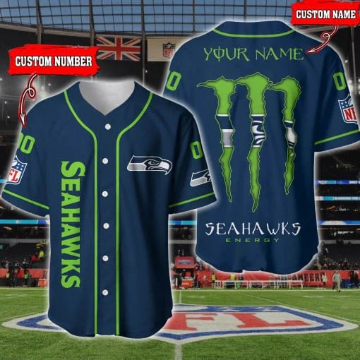 Seattle Seahawks Personalized Baseball Jersey