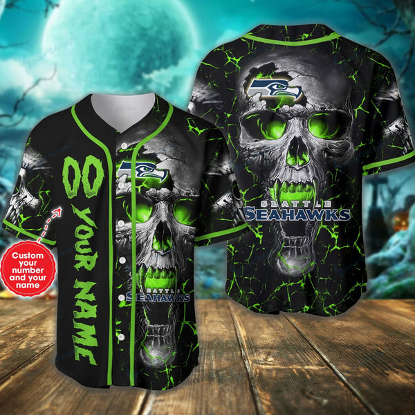 Seattle Seahawks Personalized Baseball Jersey 016