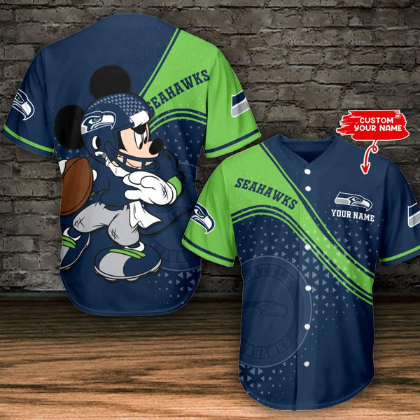 Seattle Seahawks Personalized Baseball Jersey 014