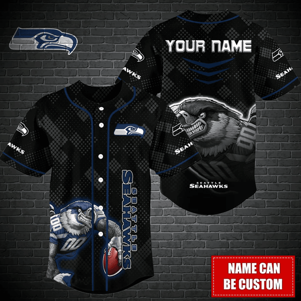 Seattle Seahawks Personalized Baseball Jersey 013