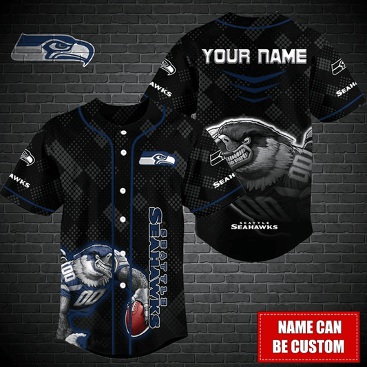 Seattle Seahawks Personalized Baseball Jersey 013