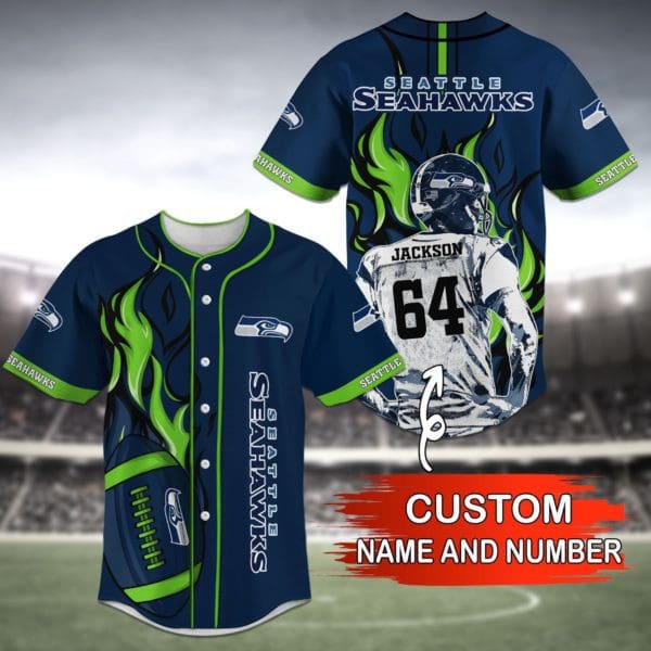 Seattle Seahawks Personalized Baseball Jersey 020