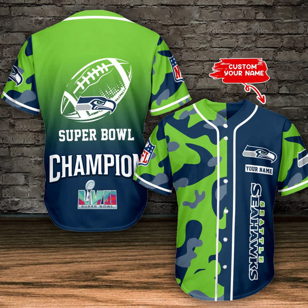 Seattle Seahawks Personalized Baseball Jersey 028